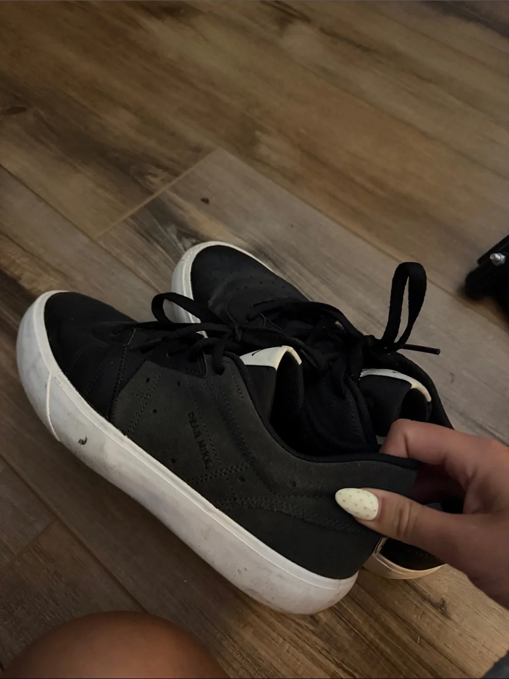 Jordan Men's Black Sneakers with White Tongue